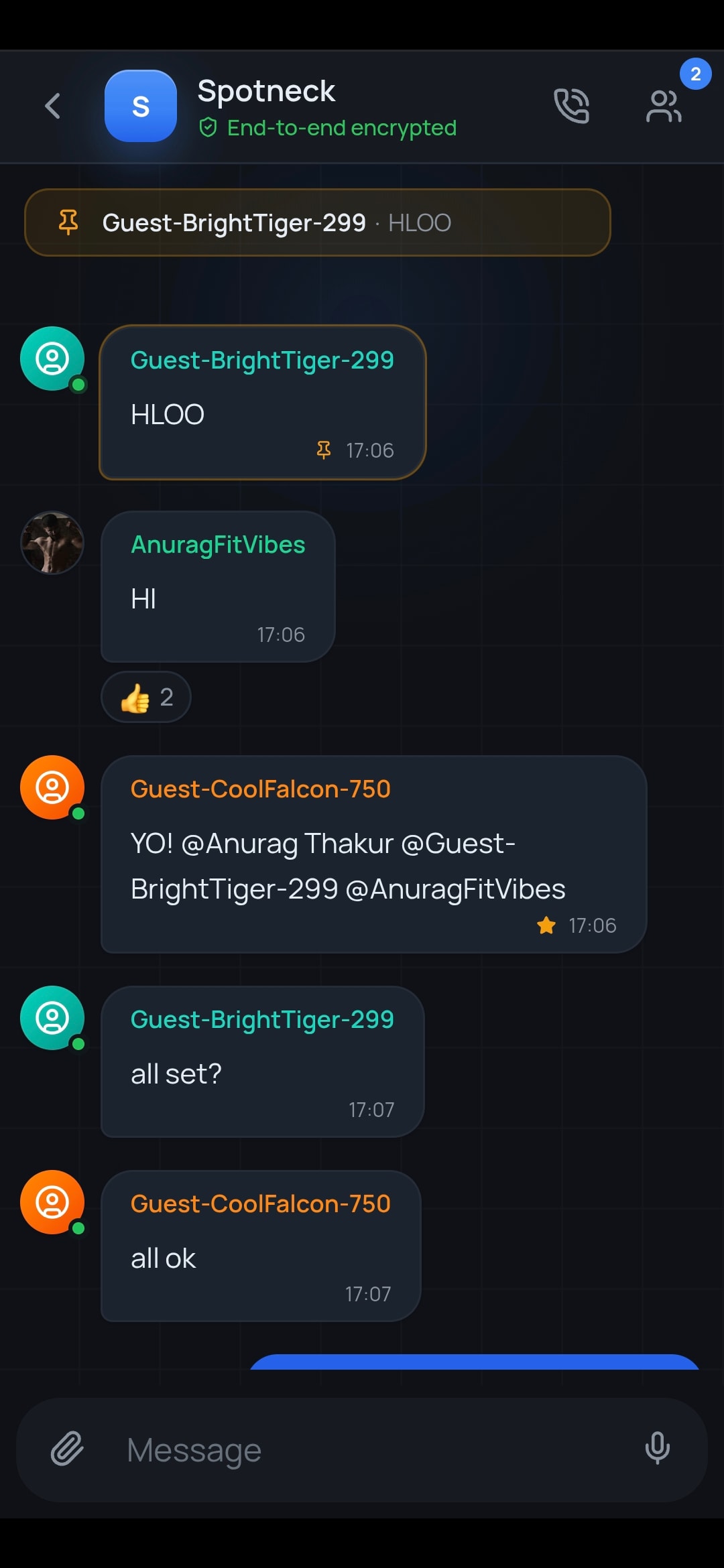 A room, messages flowing